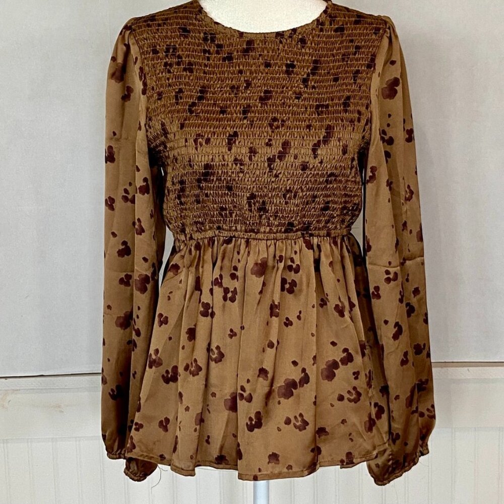 Satin leopard Baby Doll top Sz S